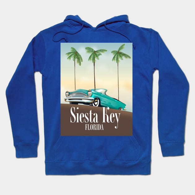 Siesta Key Florida travel poster, Hoodie by nickemporium1